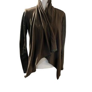 Blank NYC  Draped Faux Leather Mixad Media Moto Jacket Size Medium